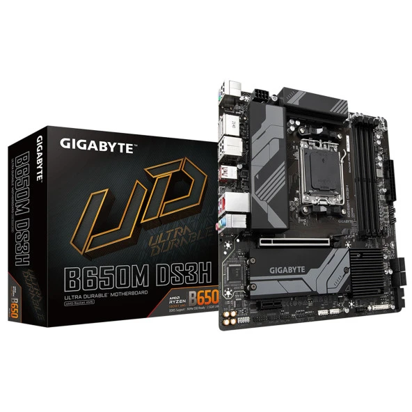 Gigabyte B650M DS3H AMD B650 AM5 DDR5 8000MHz (OC) HDMI/DP M.2 RGB mATX Anakart ürün görseli 1