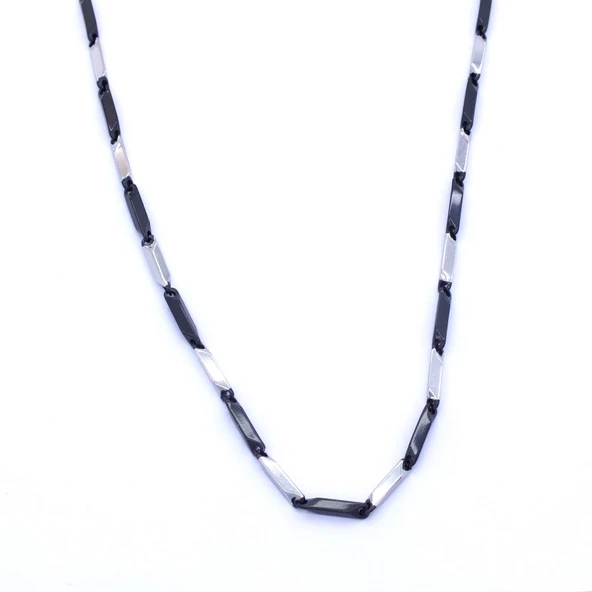 Çelik Zincir 316L Siyah Detaylı Erkek Model - ZN-229 - Resim 5