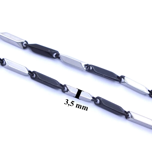 Çelik Zincir 316L Siyah Detaylı Erkek Model - ZN-229 - Resim 3