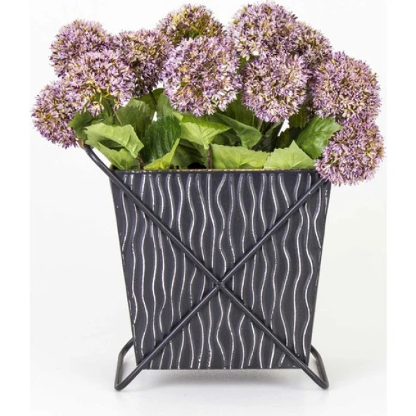 Euro Flora Metal Çiçeklik Ayaklı Siyah 32x18,5x31 cm - 3