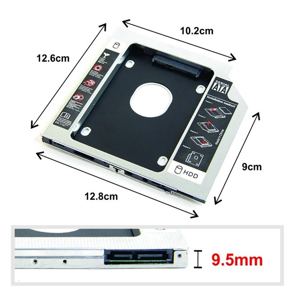 Notebook Kızak Kutu Hdd Ssd 9.5Mm Sata Gabble Gab-Hc95 - 2