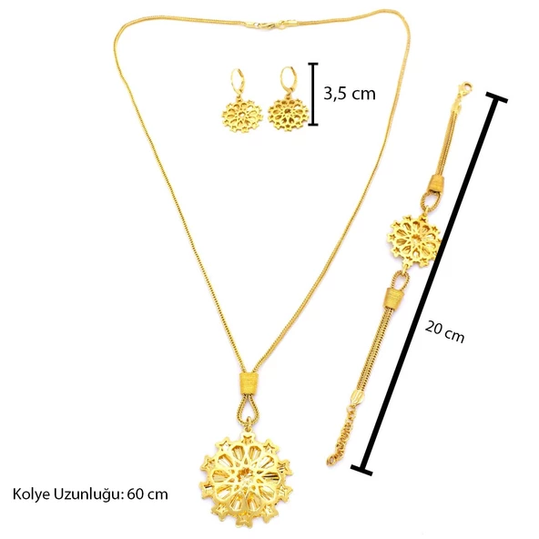 Altın Kaplama Yıldızlı Kolye Küpe Bileklik Set SET-122 - 3