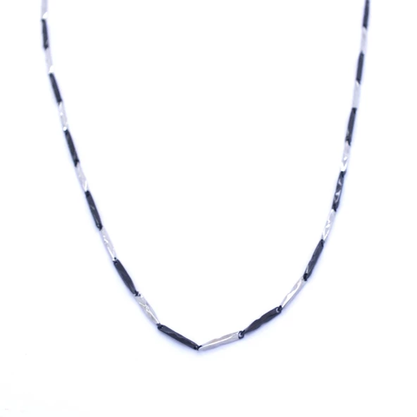 Çelik Zincir 316L Çelik Siyah Detaylı Erkek Model - ZN-228 - 4