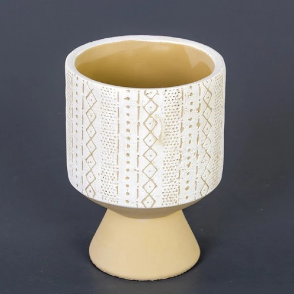 Euro Flora Motifli Yuvarlak Beton Saksı 12X19 cm - 2