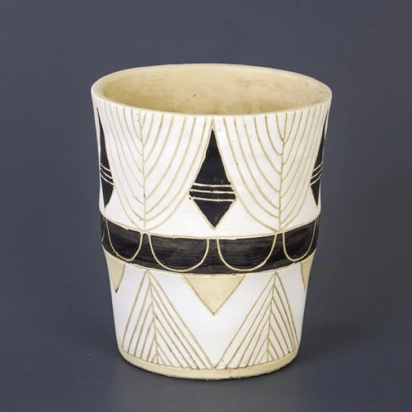 Euro Flora Yuvarlak Beton Saksı Beyaz 19X24.5 cm - 2