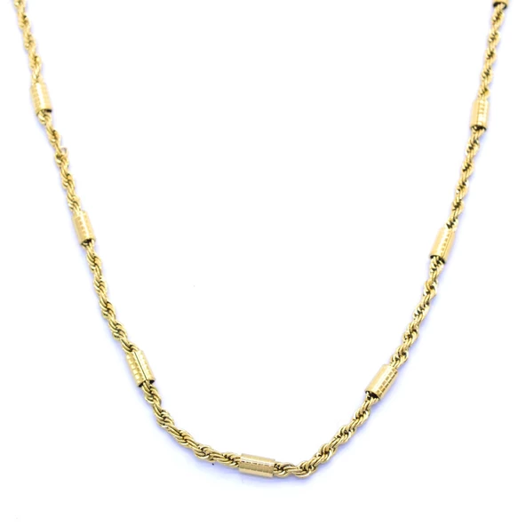 Çelik Zincir Altın Kaplama İşlemeli Kalın Burgu Model - ZN-224 - Resim 3