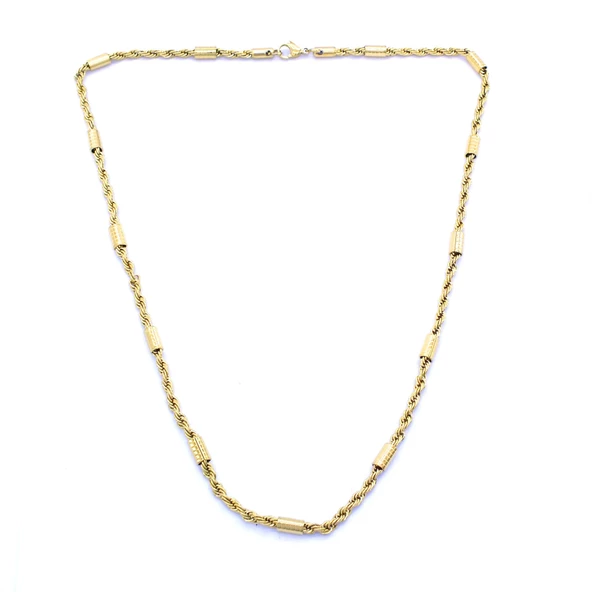 Çelik Zincir Altın Kaplama İşlemeli Kalın Burgu Model - ZN-224 - Resim 5