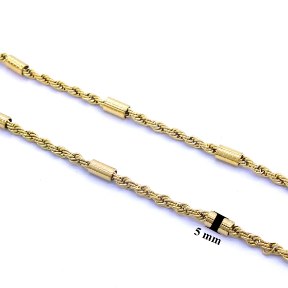 Çelik Zincir Altın Kaplama İşlemeli Kalın Burgu Model - ZN-224 - Resim 4