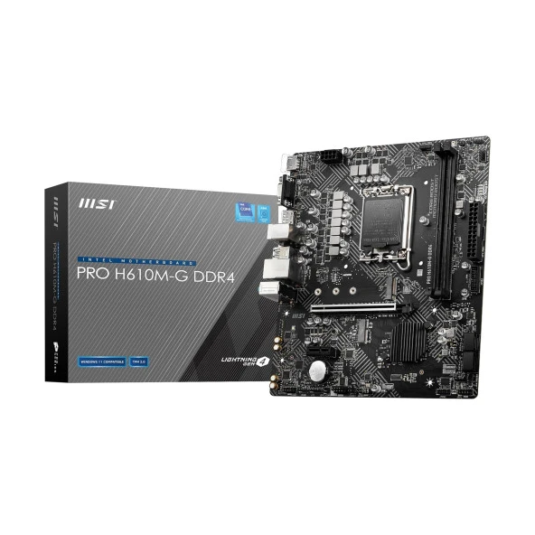 MSI PRO H610M-G Intel H610 LGA1700 DDR4 3200MHz VGA/HDMI/DP M.2 mATX Anakart