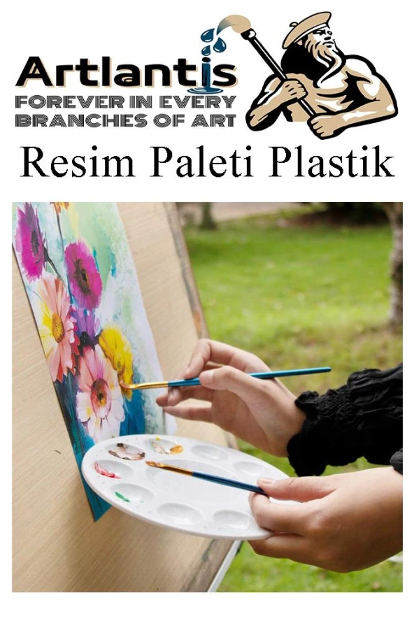 Resim Paleti Plastik 10 Adet Godeli Ressam Paleti Boyama Paleti Akrilik Boya Guaj Boya Suluboya - 3