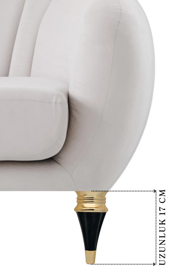 Zümrüt Gold Siyah Mobilya Koltuk Ayağı Chester Komidin Tv Ünitesi Vestiyer Ayağı 17 Cm 8 Adet - Resim 2