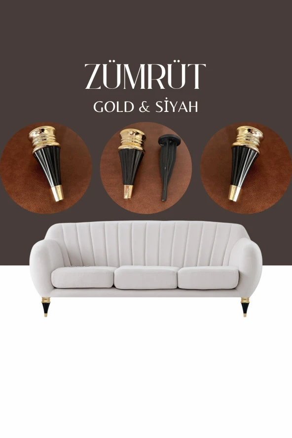 Zümrüt Gold Siyah Mobilya Koltuk Ayağı Chester Komidin Tv Ünitesi Vestiyer Ayağı 17 Cm 16 Adet - Resim 2