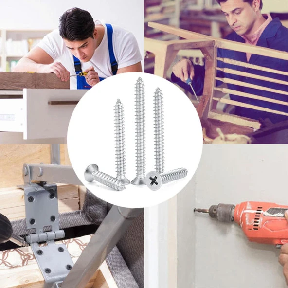 Sunta Vidası Sivri Uçlu Ahşap Tahta Ağaç Mobilya Ayak Kulp Vidası 3.5x13 mm Paket 1000 ADET - 3