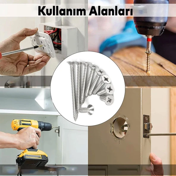 Sunta Vidası Sivri Uçlu Ahşap Tahta Ağaç Mobilya Ayak Kulp Vidası 3.5x13 mm Paket 1000 ADET - 4