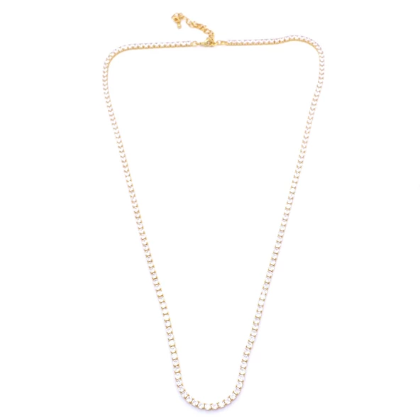 Su Yolu Kolye Altın Kaplama Zirkon Taşlı 60 CM ZN-168 - Resim 6