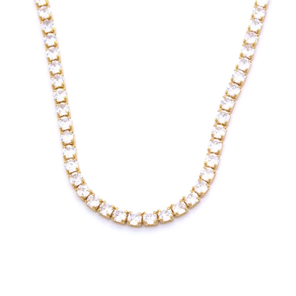 Su Yolu Kolye Altın Kaplama Zirkon Taşlı 60 CM ZN-168 - Resim 4