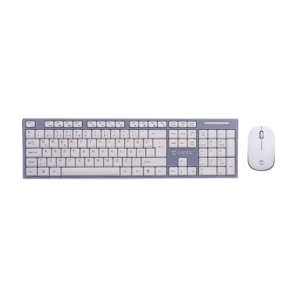 Everest Beyaz-Gri Kablosuz Q Multimedia Klavye + Mouse Set