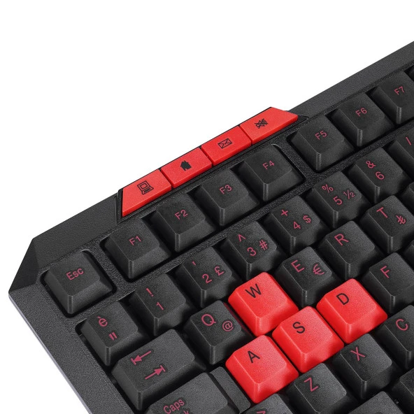 Everest Siyah Usb Kırmızı Tuşlu Türkçe Multimedia Kablolu Klavye + Mouse Set - Resim 6