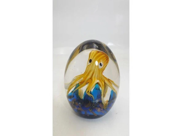 LAMEDOR OCTOPUS YELLOW BLUE GLASS DECOR 9X9X11 CM