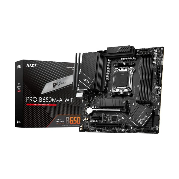 MSI PRO B650M-A WIFI AMD B650 AM5 DDR5 7200MHz (OC) HDMI/DP M.2 Wi-Fi RGB mATX Anakart