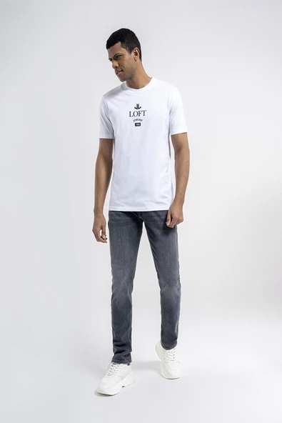 Loft 2035055 Beyaz Erkek Regular Fit Bisiklet Yaka  Normal Kesim Loft Logo Yazı Baskılı %100 Pamuk Tşört - 2