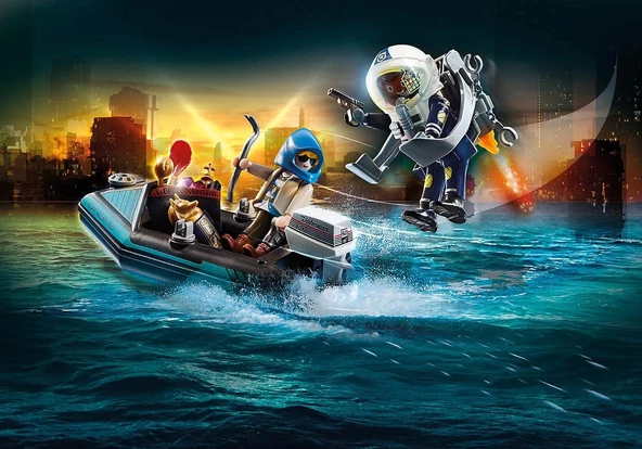 Playmobil 70782 Şehir Aksiyonu Polis Uçma Sırt Çantası ve Bot, eğlenceli yaratıcı rol yapma, oyun seti, 4 yaşındaki ve d - 4