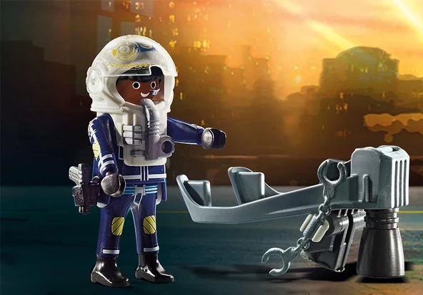 Playmobil 70782 Şehir Aksiyonu Polis Uçma Sırt Çantası ve Bot, eğlenceli yaratıcı rol yapma, oyun seti, 4 yaşındaki ve d - 2