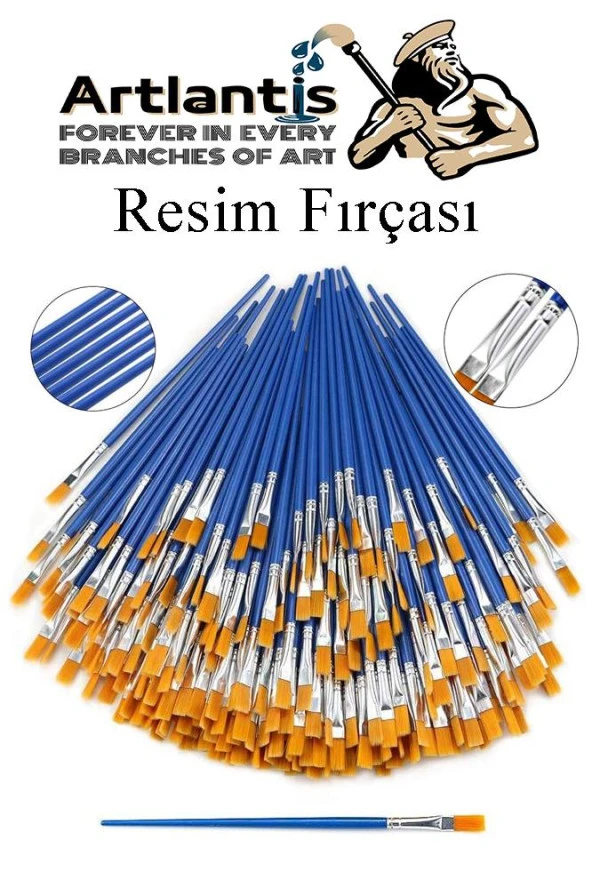 Resim Fırçası 5 Adet Sentetik Fırça Ekonomik Suluboya Akrilik Boya Guaj Boya Yağlı Boya Resim Boyama - 4