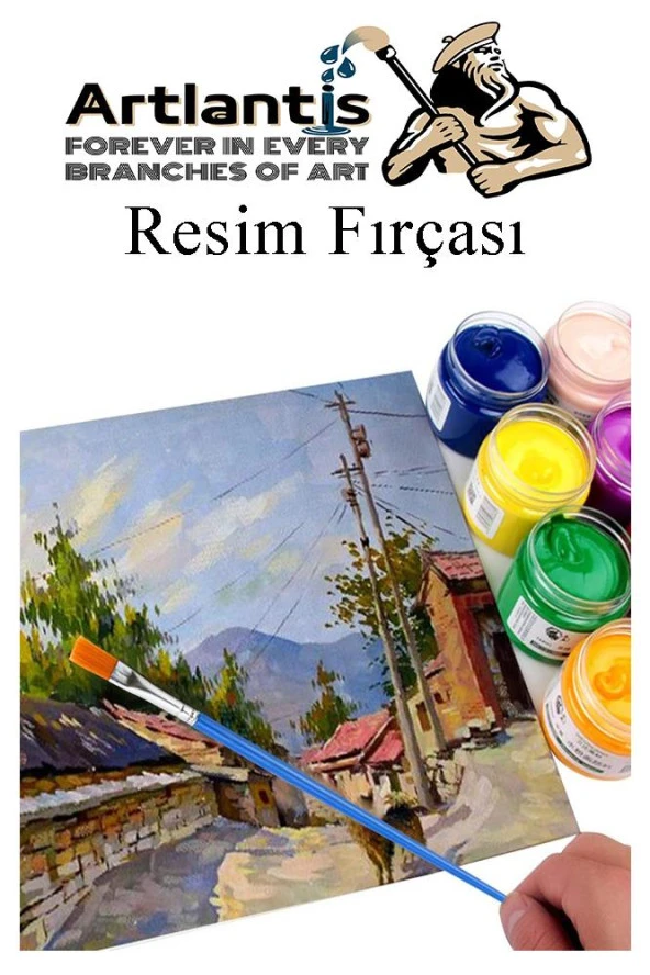 Resim Fırçası 10 Adet Sentetik Fırça Ekonomik Suluboya Akrilik Boya Guaj Boya Yağlı Boya Resim Boyama - 6