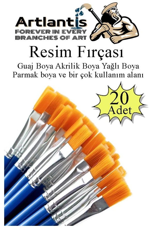 Resim Fırçası 20 Adet Sentetik Fırça Ekonomik Suluboya Akrilik Boya Guaj Boya Yağlı Boya Resim Boyama