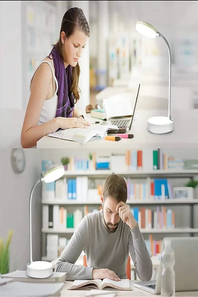 Şarjlı Dokunmatik LED Masa Lambası – 20 LED, 3 Renk Ayarlı Okuma Işığı, Ayarlanabilir Gövdeli Lamba - 8