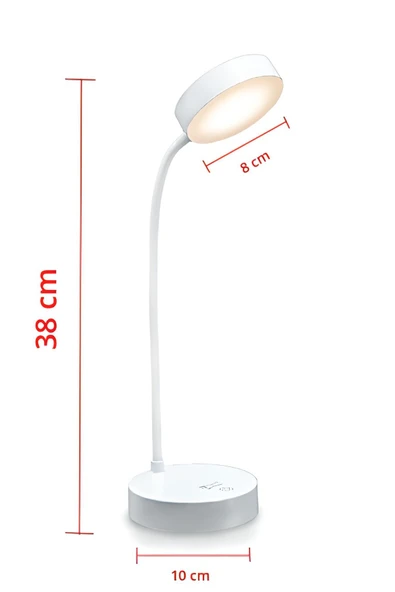Şarjlı Dokunmatik LED Masa Lambası – 20 LED, 3 Renk Ayarlı Okuma Işığı, Ayarlanabilir Gövdeli Lamba - 5