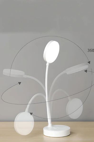 Şarjlı Dokunmatik LED Masa Lambası – 20 LED, 3 Renk Ayarlı Okuma Işığı, Ayarlanabilir Gövdeli Lamba - 7