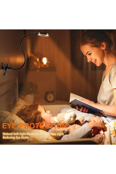 Mandallı LED Masa Lambası – Akrobatik Gövde, 3 Renk Ayarlanabilir Işık, Okuma & Gece Lambası - 8
