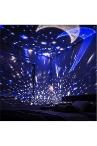 Yıldızlı Gökyüzü Gece Lambası – Dönen Başlıklı, Projeksiyonlu, USB veya Pilli Renkli LED Lamba - 8