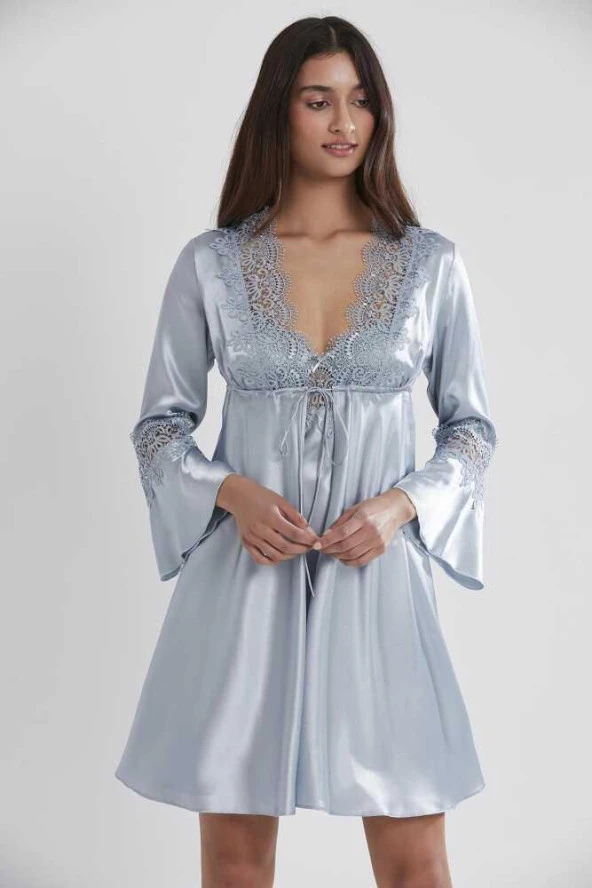 Pierre Cardin 6'lı Kaplı Gecelik Sabahlık Set 6325 Mist - 2