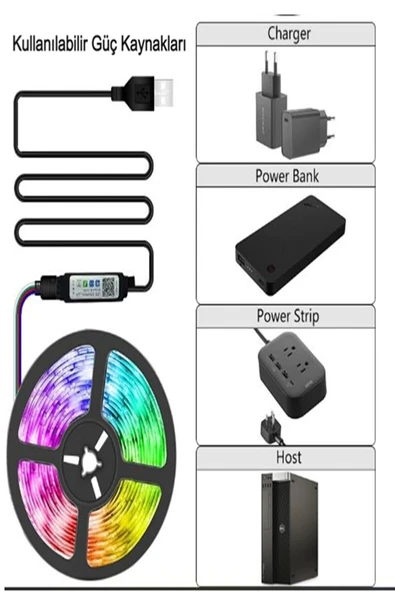 Rgb Şerit Led Müziğe Duyarlı Ritimle Uyumlu Uzaktan Kumandalı Yapışkanlı Led 3metre Tak-çalıştır - 3
