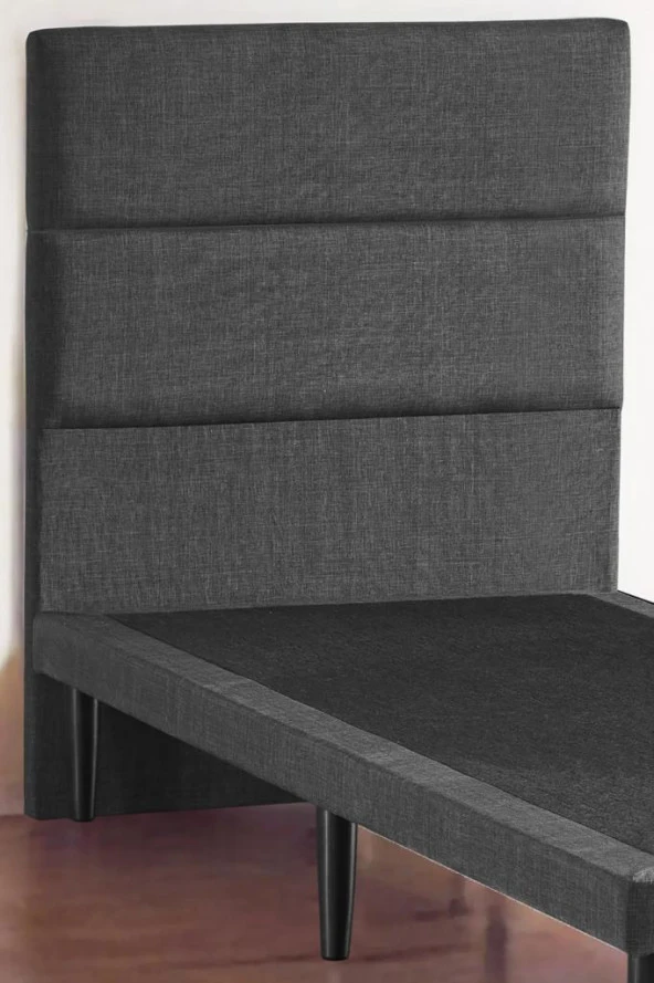 Niron Slim Baza ve Başlık Takımı 180x200 Çift Kişilik Gri Kumaş Kaplı Metal Karyola ve Başlık Seti