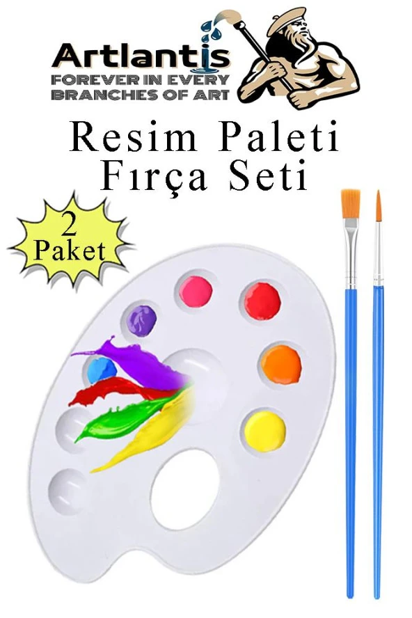 Resim Paleti ve Resim Fırça Seti 2 Paket Ressam Paleti Boyama Fırçası Akrilik Boya Guaj Boya Suluboya