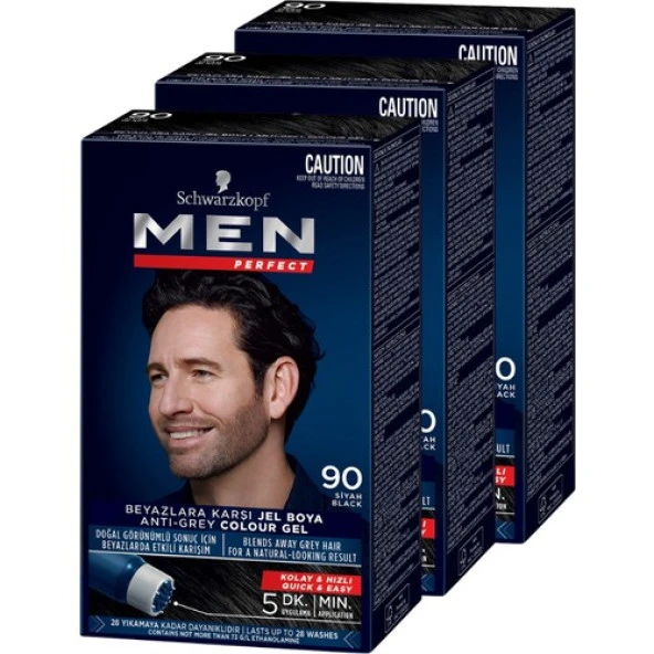 Schwarzkopf Men Perfect Erkek Saç Boyası 90 - Siyah 3 Adet