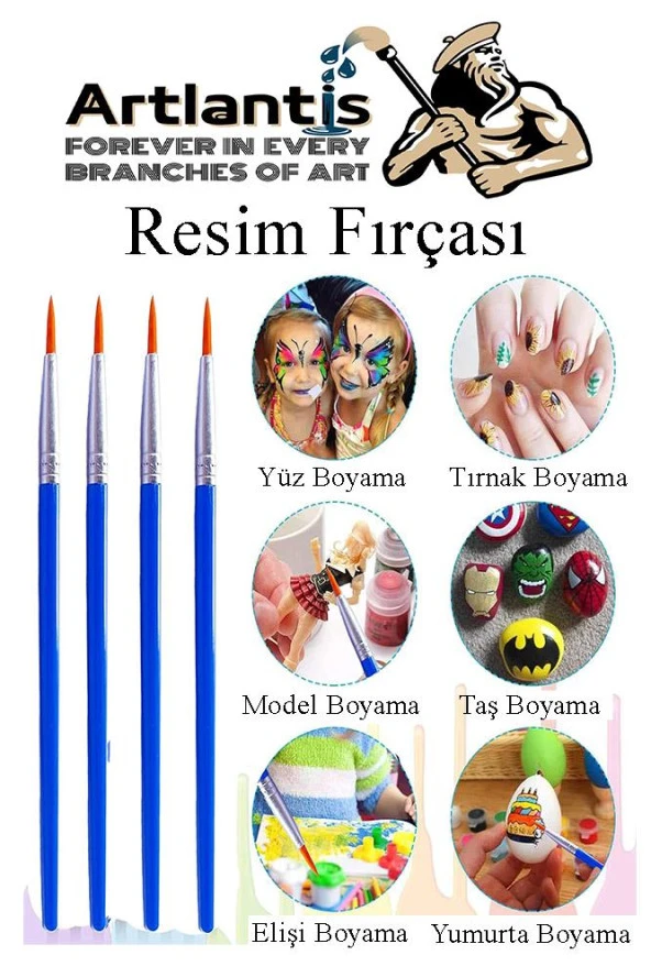 Resim Paleti ve Resim Fırça Seti 5 Paket Ressam Paleti Boyama Fırçası Akrilik Boya Guaj Boya Suluboya - 5