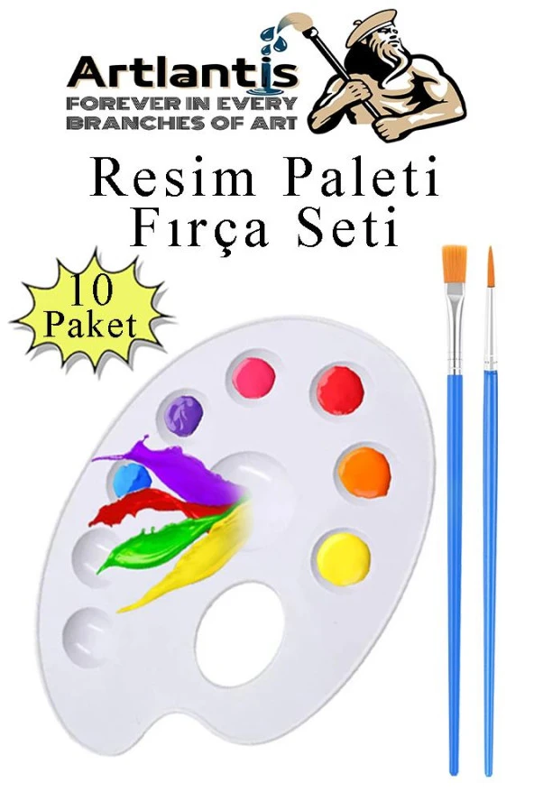Resim Paleti ve Resim Fırça Seti 10 Paket Ressam Paleti Boyama Fırçası Akrilik Boya Guaj Boya Suluboya