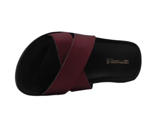 Ceyo Siena-14 Bordo Rahat Ortapedik Kadın Terlik - Resim 5