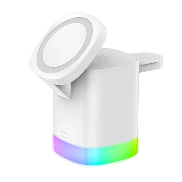 Acl AW13 Magsafe Uyumlu 3'ü 1 Arada Kablosuz Şarj Cihazı  Telefon 15W Saat ve Kulaklık Desteği  RGB Işıklı - 2