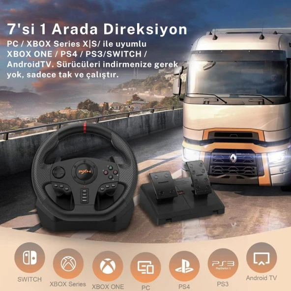 Cosmostech PXN V900 Gaming Racing Wheel PC, PS4, PS3, Switch, Xbox ONE, Xbox Series X/S Uyumlu Oyuncu Direksiyonu - 3