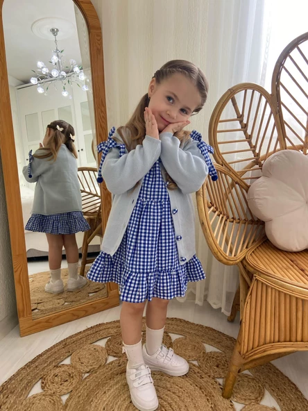 MODAVALS TRİKO HIRKA TOKA PÖTÜKARE KIZ ÇOCUK ELBİSE 3LÜ KOMBİN - 4