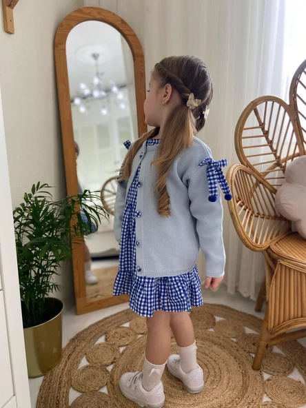 MODAVALS TRİKO HIRKA TOKA PÖTÜKARE KIZ ÇOCUK ELBİSE 3LÜ KOMBİN - 8