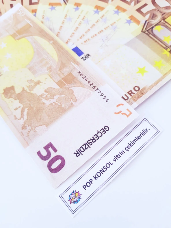 50 Adet 50 Euro Geçersiz Para Parti Şaka Düğün Oyun Parası Fim Dizi Çekimleri İçin - Resim 2
