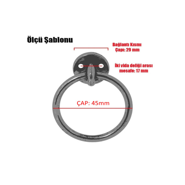 Lüks Halka Gold Mobilya Dolap Çekmece Kulpu Metal Çift Vida 4 Adet - 2