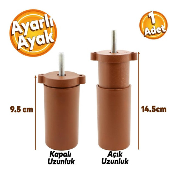 Ayarlanabilir Orta Ayak 9,5x14,5 Cm Kahve